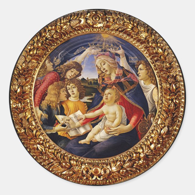 Madonna del Magnificat Runder Aufkleber (Vorderseite)