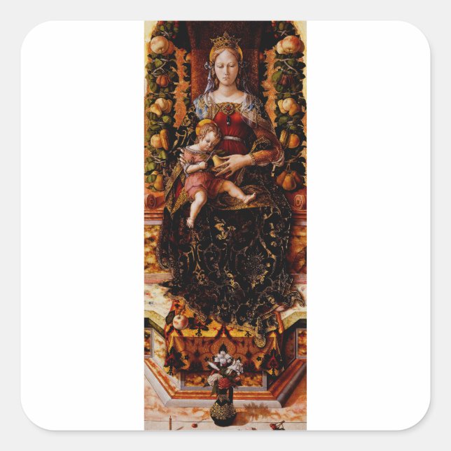 Madonna della Candeletta von Carlo Crivelli Quadratischer Aufkleber (Vorderseite)
