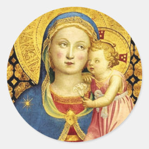 Madonna der Bescheidenheits-Aufkleber durch Fra Runder Aufkleber