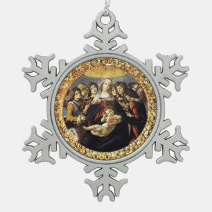 Madonna der Granatapfel Schneeflocken Zinn-Ornament