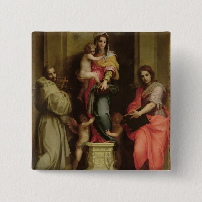 Madonna der Harpies, 1517 (Öl auf Platte) Button (Vorderseite)