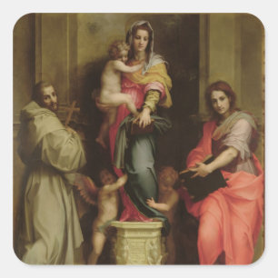 Madonna der Harpies, 1517 (Öl auf Platte) Quadratischer Aufkleber