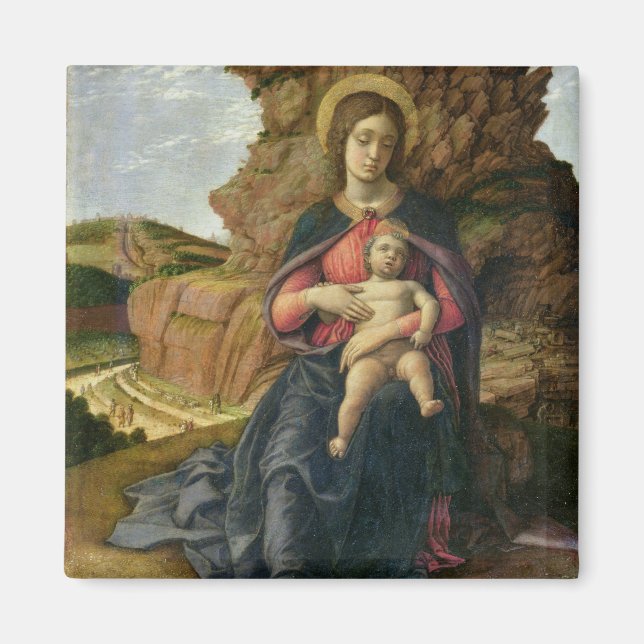 Madonna der Höhle, 1488-90 (Tempel auf Tafel) Magnet (Vorne)