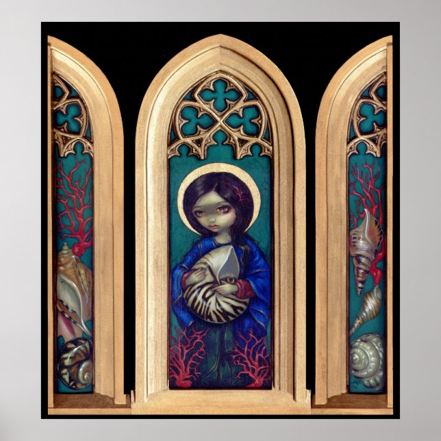 Madonna der Muscheln ART PRINT - gotische Triptych Poster (Vorne)