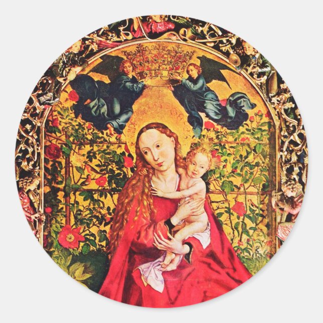 MADONNA DER ROSE BOWER RUNDER AUFKLEBER (Vorderseite)
