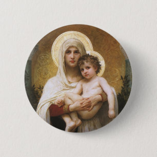 Madonna der Rose von Bouguereau Button