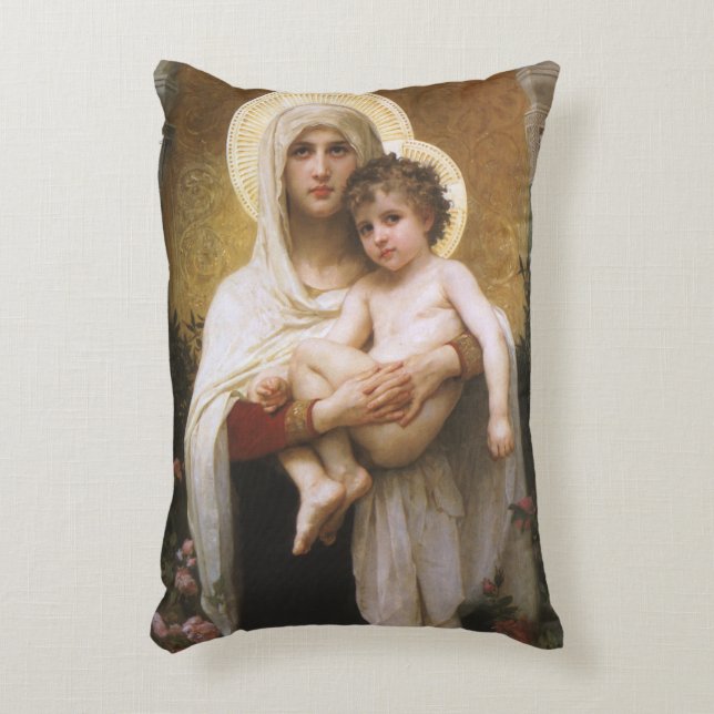 Madonna der Rose von Bouguereau Dekokissen (Vorderseite(Vertikal))