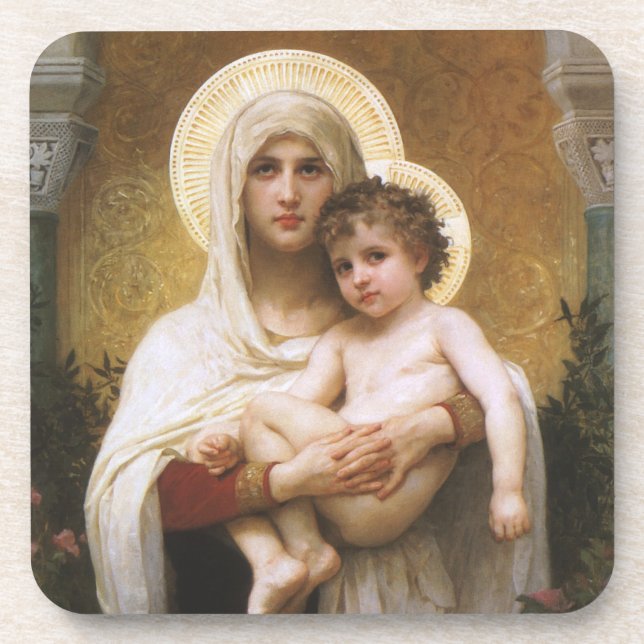 Madonna der Rose von Bouguereau Getränkeuntersetzer (Vorderseite)