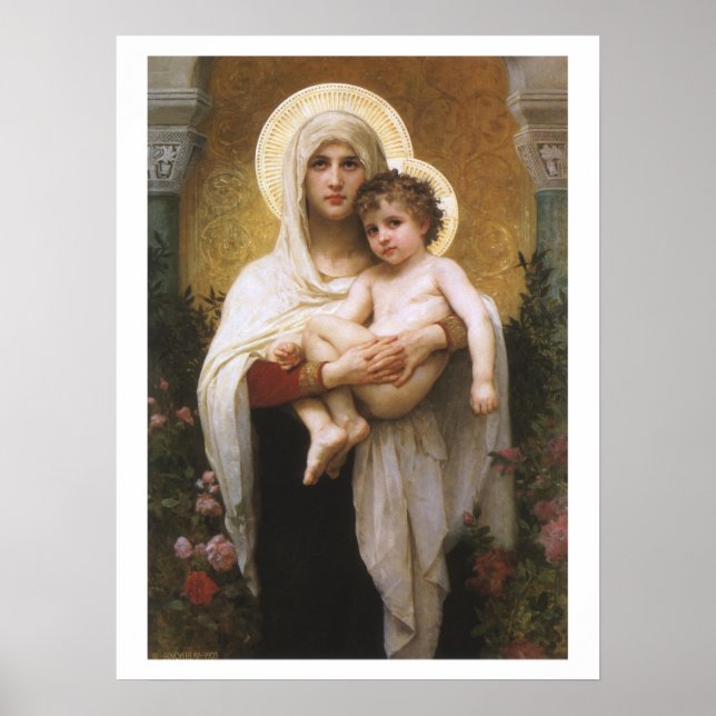 Madonna der Rose von Bouguereau Poster (Vorne)
