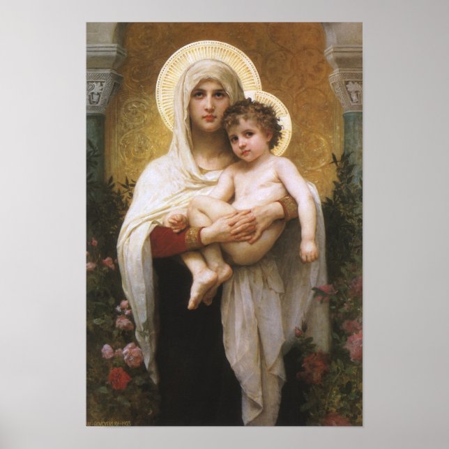 Madonna der Rose von Bouguereau Poster (Vorne)