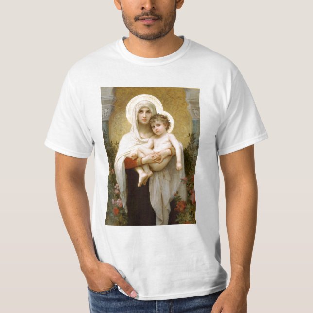 Madonna der Rosen und des Säuglings-Kindes Jesus T-Shirt (Vorderseite)