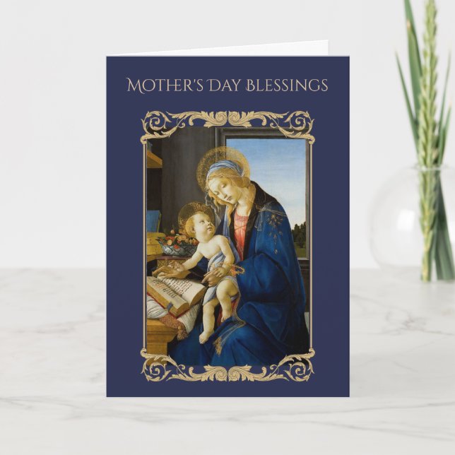 Madonna des Buches durch Botticelli religiös Karte (Vorderseite)