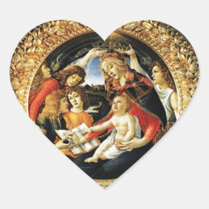 Madonna des Magnificat Herzens Herz-Aufkleber