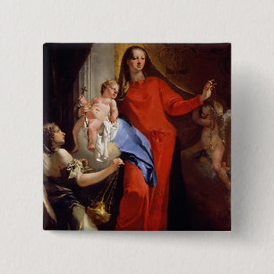 Madonna des Rosenbeetes (Öl auf Leinwand) Button