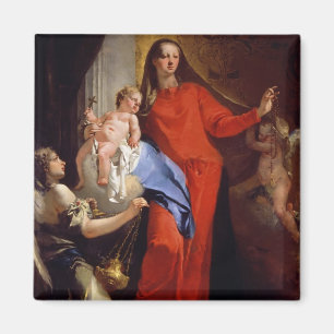 Madonna des Rosenbeetes (Öl auf Leinwand) Magnet