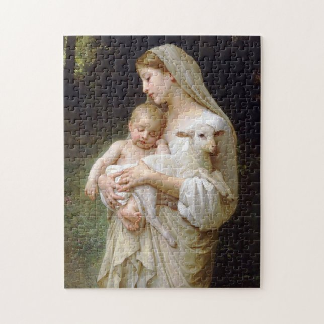 Madonna & Enfant avec agneau Puzzle de Noël (Vertical)