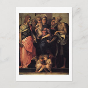Madonna Enthronée avec la carte postale Four Saint