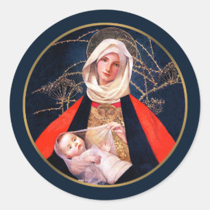 Madonna et Child. Autocollants de Noël aux beaux-