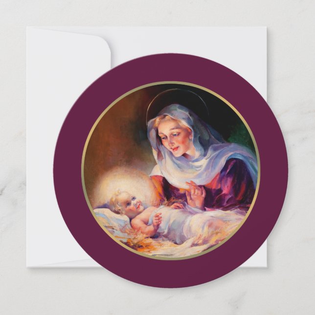 Madonna et Child. Cartes de Noël à plat religieux (Devant)