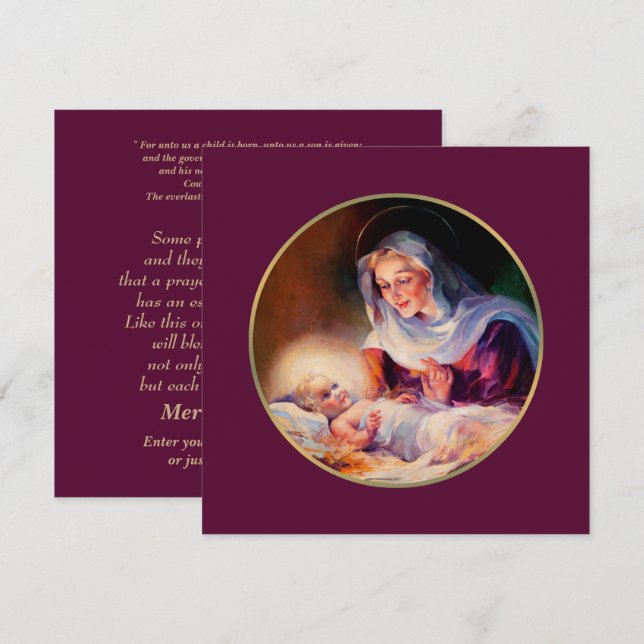 Madonna et Child. Cartes de Noël religieuses (Devant / Derrière)
