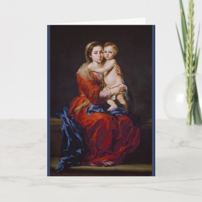 Madonna et Enfant avec Rosaire ... Carte de Noël (Devant)