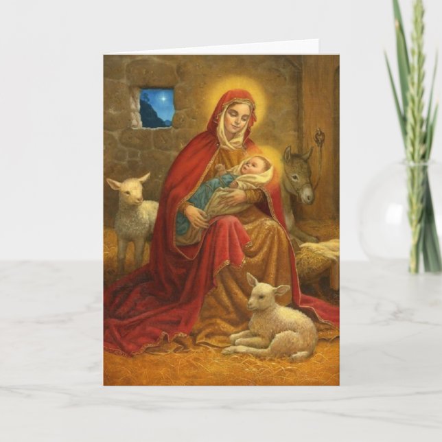 Madonna et l'enfant Carte de Noël religieuse (Devant)