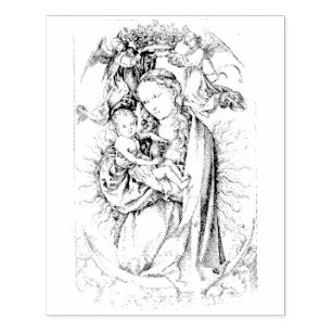 Madonna gekrönt von zwei Angels Rubber Briefmarke Gummistempel