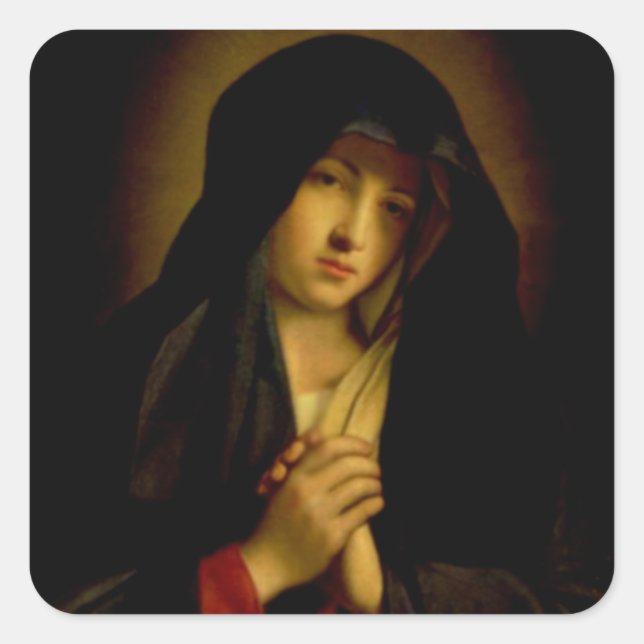 Madonna in Sorrow Quadratischer Aufkleber (Vorderseite)