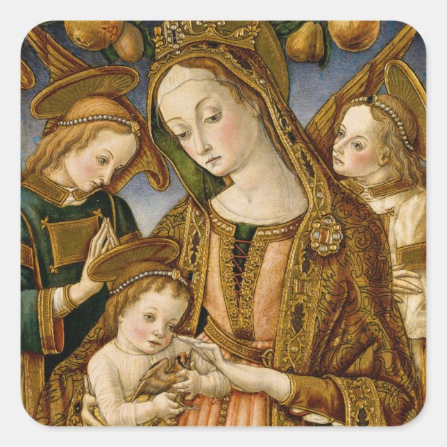 Madonna Jesus Christ Angels Piazza della Riforma Quadratischer Aufkleber (Vorderseite)