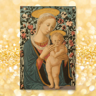 Madonna Kind Jesus Jungfrau Mary Vintage Malerei Holzdruck