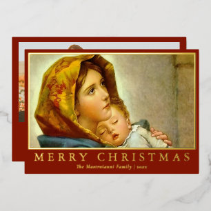 Madonna & Kind Religiöse Weihnachten mit Foto Folien Feiertagskarte