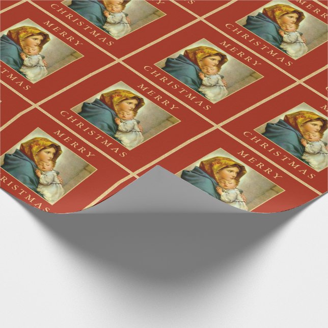 Madonna & Kind Traditionelle religiöse Weihnachten Geschenkpapier (Ecke)