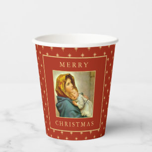 Madonna & Kind Traditionelle religiöse Weihnachten Pappbecher