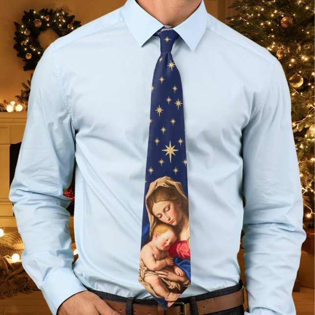Madonna & Kind Weihnachtsgeschenke Priester Pastet Krawatte (Religious Christmas gift necktie for Catholic & Christian priests, pastors, Dads and Grandpas)