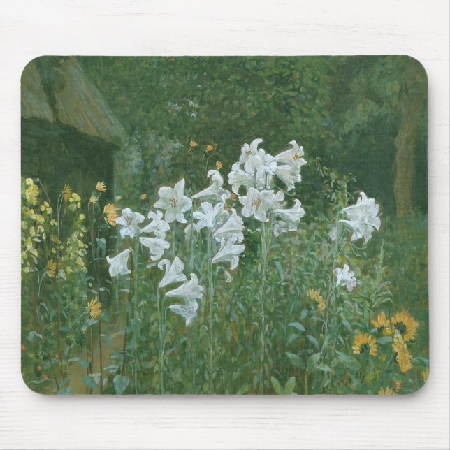 Madonna-Lilien in einem Garten Mousepad (Vorne)