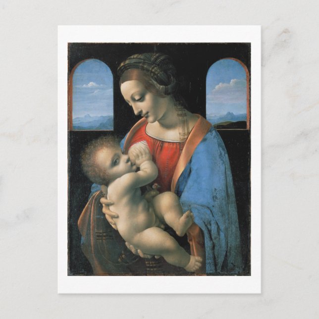 Madonna Litta, Leonardo da Vinci Kunst Postkarte (Vorderseite)