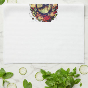 Madonna – Maria – Blumenkranz – Vintage Geschirrtuch