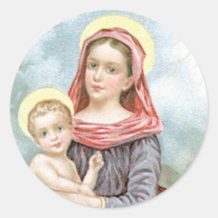 Madonna mit Christkind Runder Aufkleber