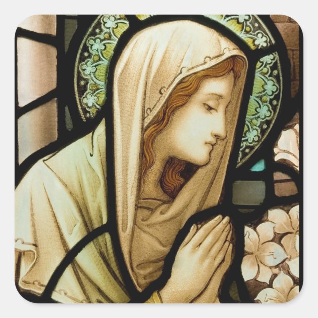 Madonna mit dem gebet Festglas Quadratischer Aufkleber (Vorderseite)