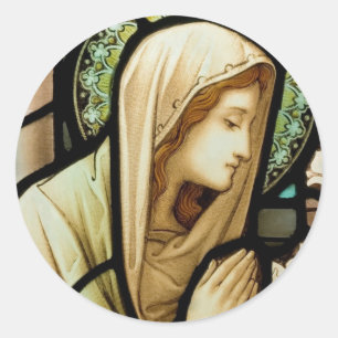 Madonna mit dem gebet Festglas Runder Aufkleber
