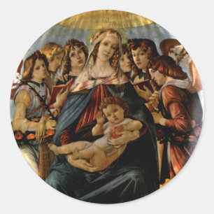 Madonna mit dem Granatapfel - Botticelli Runder Aufkleber