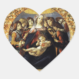 Madonna mit dem Granatapfel Herz Herz-Aufkleber