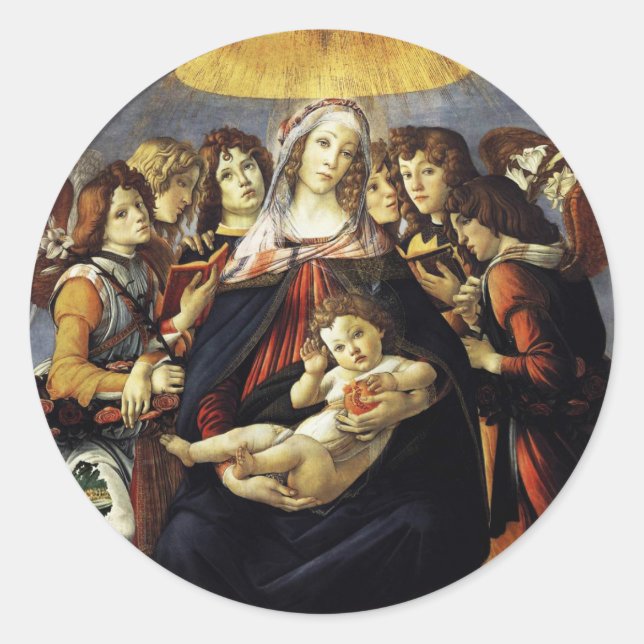 Madonna mit dem Granatapfel Runder Aufkleber (Vorderseite)