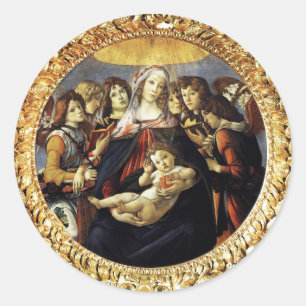 Madonna mit dem Granatapfel Runder Aufkleber