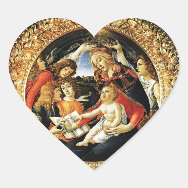 Madonna mit dem Magnificat Herz-Aufkleber (Vorderseite)