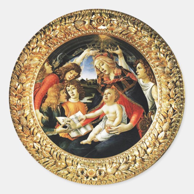 Madonna mit dem Magnificat Runder Aufkleber (Vorderseite)