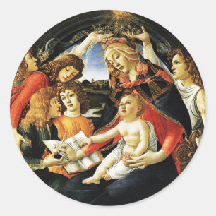 Madonna mit dem Magnificat Runder Aufkleber