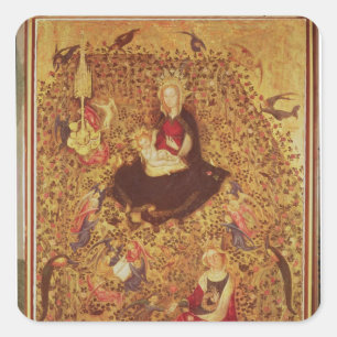 Madonna mit der Rose Bush Quadratischer Aufkleber