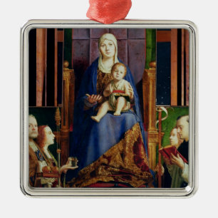 Madonna mit Heiligem Nicholas von Bari Ornament Aus Metall