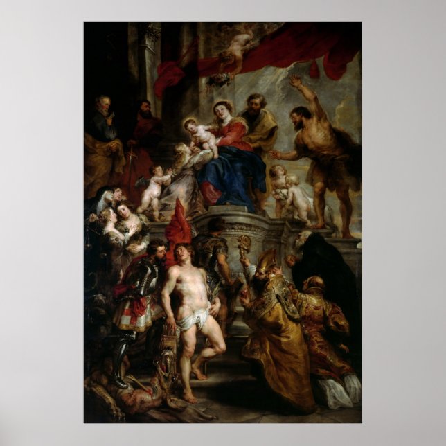 Madonna mit Jesus umkreist von den Heiligen - Rube Poster (Vorne)